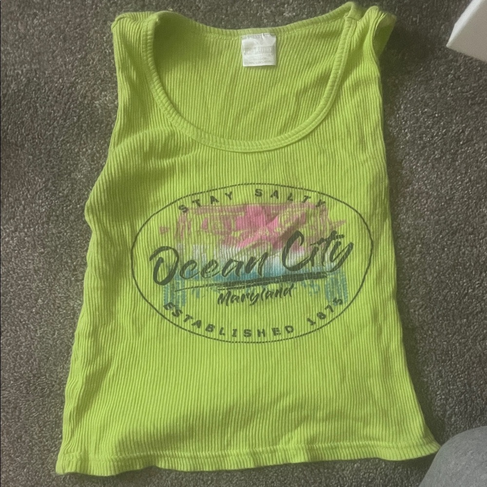 Ocean City Lime Green Kids Tank Top